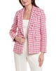 Anne Klein Women's Tweed Long Sleeve Fringe Jacket, Lily Pink Multi