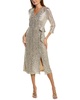 Anne Klein Women's Long Sleeve Faux Wrap Sequin Midi Dress