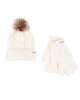 Jessica Simpson Women's Fuzzy Pom Cable Knit Beanie and Winter Glove Set