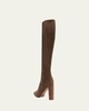 Elisa Suede Block-Heel Knee Boots