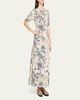 Blue Eyes Hill Floral Cashmere Maxi Dress