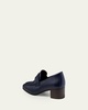 Leather Medallion Heeled Loafers