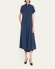 Poplin Midi Dress with Half Circle Handkerchief Hem