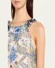 Allison Beaded Floral-Print Midi Dress