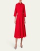 Window Check Organzino Belted Midi Dress