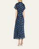 V-Neck Rode Jacquard A-Line Midi Dress