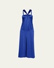 Pleated Halter Slit-Hem Silk Gown