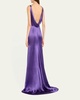 Draped Satin Trumpet Gown with Flower