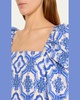 Kelly Blue Tile Print Puff-Sleeve Dress