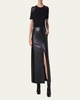 Long Lacquered Leather Skirt