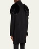 Men's Heavy Wool Felt Coat with Shearling Trim