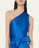 Estelle Pleated One-Shoulder Satin Maxi Dress