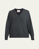 V-Neck Colorblock Cashmere Sweater