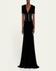 Velvet Beaded Waist Trumpet Gown