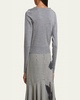 Draped Cutout Sleeve Crystal Patch Wool Sweater