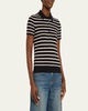 Leanna Cashmere Striped Polo Shirt