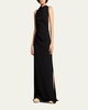 Halter-Neck Matte Crepe Backless Gown