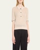 Mesh Short Sleeve Cashmere Polo Top