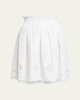 Lace-Embroidered Gathered-Waist Skirt