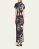 Stella Printed Short-Sleeve Maxi Dress