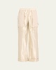 Metallic Taffeta Wide-Leg Pants with Patch Pockets