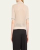 Mesh Short Sleeve Cashmere Polo Top