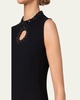 Wool Crepe Sheath Dress with Crystal Embellishment