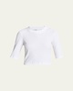 Cotton Cropped-Sleeve T-Shirt