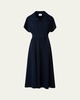 Belted Snap Button Midi Dress