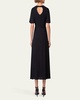 Moss Crepe Midi Dress with Half Circle Waistline