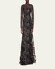 Metallic Raffia Floral Embroidered Gown