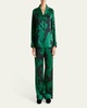 Lila Panther-Print Silk Pajama Set