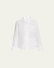 Andre Solaire Button-Front Linen Blouse