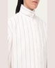 Stripe Stand-Collar Crop Linen Shirt