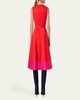 Cotton Poplin Colorblock Midi Dress with Belted Waist