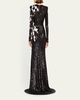 Sequined Floral Applique Gown