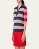 Colorblock Striped Knit Polo Sweater