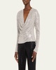 Leon Sequined Cowl-Neck Blouse