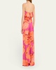 Mindy Watercolor Bloom Strapless Wide-Leg Jumpsuit