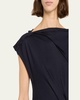 Asymmetric Draped Wool Jersey Maxi Dress