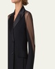 Nadine Tulle-Sleeve Wool Double Breasted Blazer