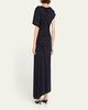 Asymmetric Draped Wool Jersey Maxi Dress