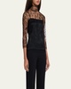 Lace High-Neck Shirt w/ Attached Camisole