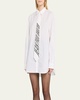 Logo Neck-Tie Cotton Poplin Mini Shirtdress