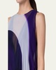 Loop-Print Elastic Silk Crepe Gown