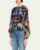 Alair Belted Printed Puff-Sleeve Jacket