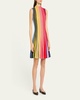 Reverse Rainbow Fit-Flare Ribbed Wool Mini Dress