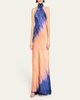 Tie-Dye Sherry Backless Halter Gown