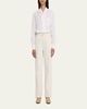 Andre Solaire Button-Front Linen Blouse