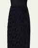 Anemone Embroidered Crepe Pencil Skirt